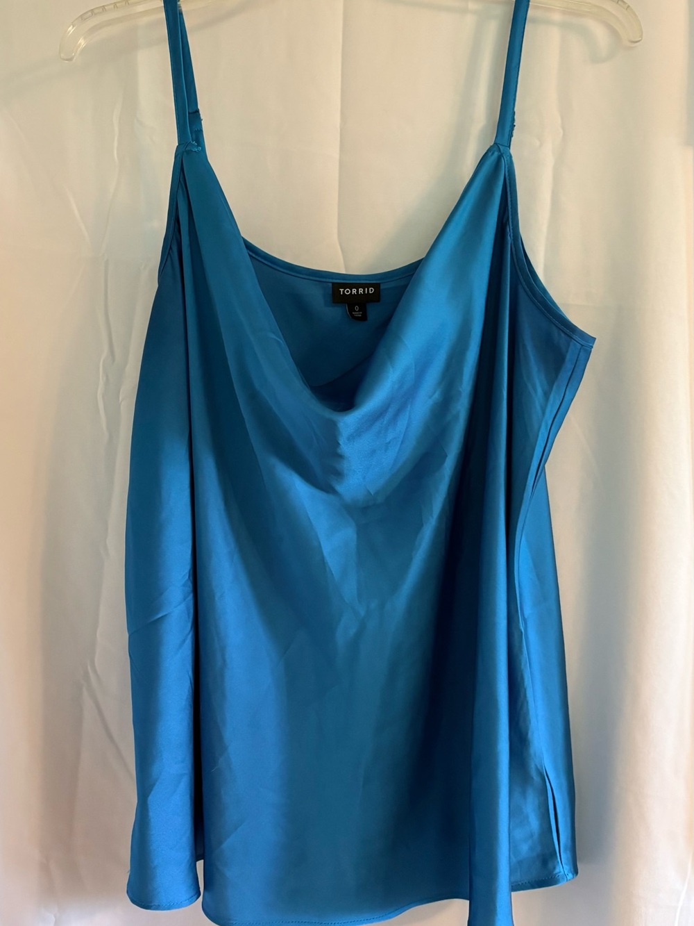 torrid vibrant teal satin cowl camisole